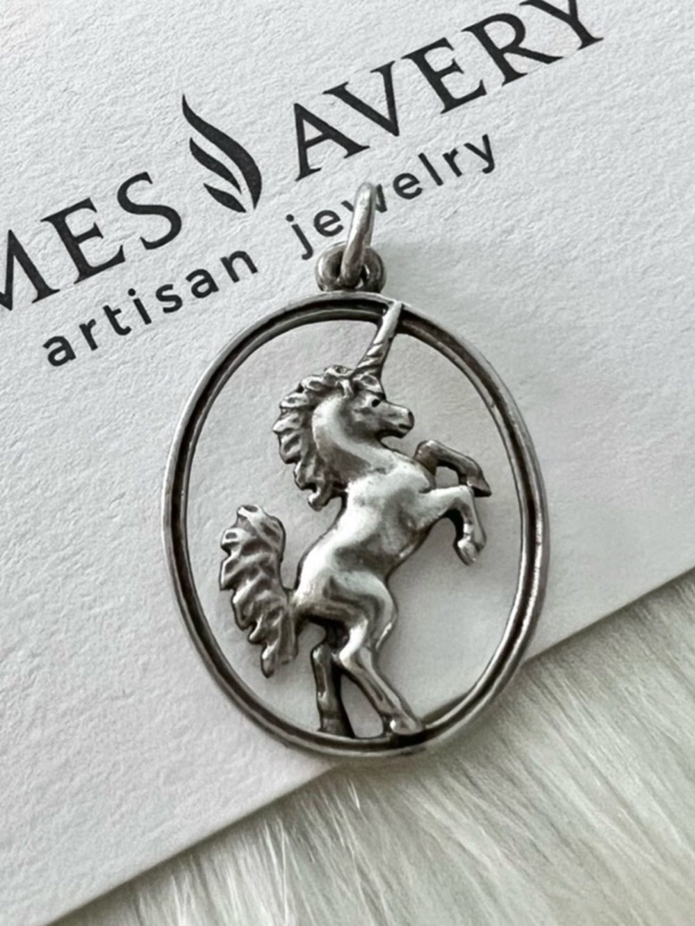 Very Rare Unicorn James Avery necklace pendant or charm open work oval